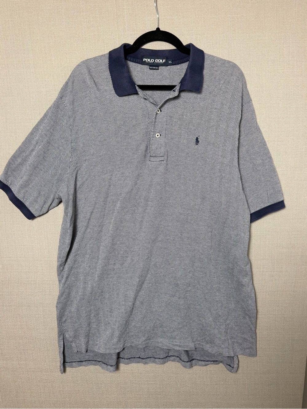 Vintage 90s/Y2K Polo Ralph Lauren Golf Herringbone Knit Polo Shirt, Cotton, XL